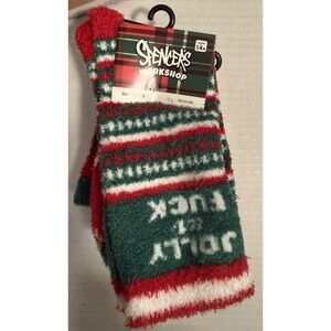 Spencer's Workshop Merry (Efen) Christmas Jolly Sz Shoe Size 4-10 Fuzzy 14+ Dee